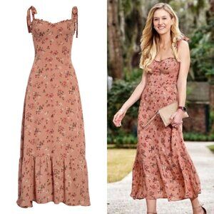 NWT Reformation Nikita Floral Midi Dress in‎ Arianne (Rose Pink) Size 8